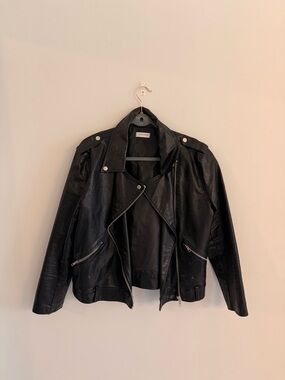 vestique Black Faux Leather Moto Jacket